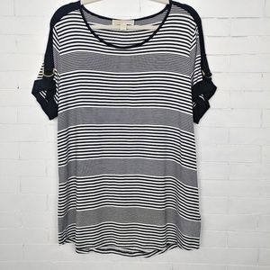 MICHAEL KORS Black/White T-shirt, Gold Hardware